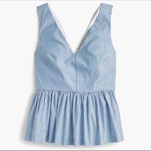 J. Crew Blue & White Stripe Peplum Top Size 0